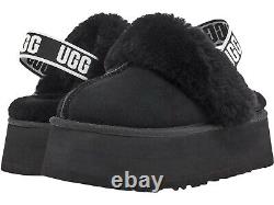 100% UGG Women's Shoes Funkette Slippers High Platform Sandal Black Chestnut