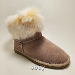Ausland Women's US Size 5 UK 3 EURO 35 Suede Leather Fur Short Snow Boot Brown