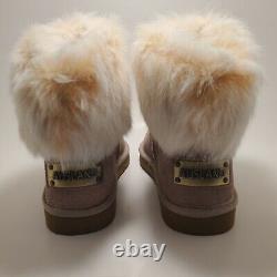 Ausland Women's US Size 5 UK 3 EURO 35 Suede Leather Fur Short Snow Boot Brown