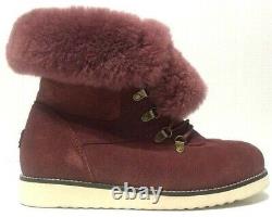 Australia Luxe Collective Yael Boots Purple Suede Shearling Lined Womens Size 10