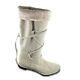 Beige Faux Shearling Lined Suede Winter Boots, size 12, Made in Italy