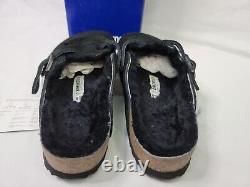 Birkenstock Women's Boston VL Suede Shearling Fur Black Clog Shoes Size 40 NIB