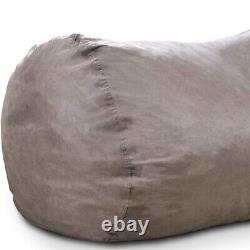 Large Bean Bag Chair Lounger Sofa Futon Gray Faux Suede Microfiber 7 Feet Adult