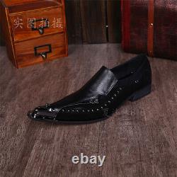 Men's Flat Leather Lace-up Print Stylish Steel Toe Breathable Shoes Loafers
