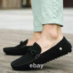 Men's Suede Leather Slip on Loafers British Casual Flat Driving Moccasins Shoes