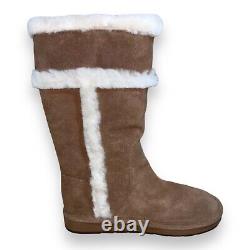 Michael Kors Shearling Lined Suede Tall Boots Caramel Brown Women's 8