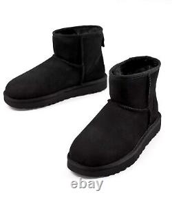 NEW 100% Authentic UGG Classic Mini II Women's Winter Ankle Boots Black 1016222
