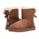 NEW $160 UGG Women's Mini Bailey Bow II Chestnut Brown Suede Ankle Boots Size 6