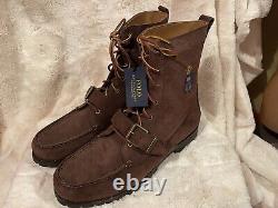 NEW Polo Ralph Lauren Men's Suede Bear Boots Chestnut Brown Size 13