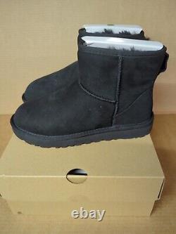 NEW UGG Classic Mini II Size 7 Women's Sherpa Winter Ankle Boots Black 1016222