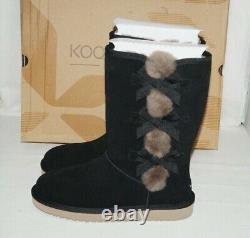 NIB Authentic KOOLABURRA by UGG VICTORIA Tall Black Suede Fur Women's Boots 9 M