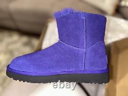 NIB UGG Boots Women's Mini Bailey Logo Strap Violet Nightshade Purple Size 6