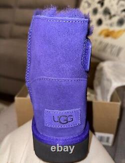 NIB UGG Boots Women's Mini Bailey Logo Strap Violet Nightshade Purple Size 6