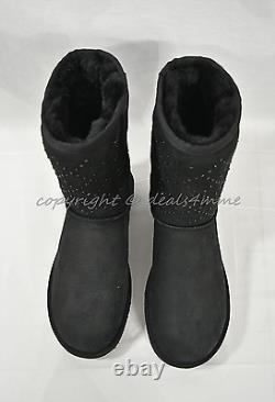 NIB UGG Crystal Diamond Classic Short Boots in Black- US Women's Size 9 M