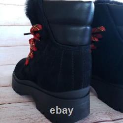 NWOT Aquatalia Suede/Leather/Faux Fur Hiking/Outdoor Boots/Booties Lace Up Front