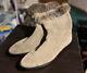 NWOT Ladies Saks Fifth Avenue Suede Flat Boots Beige Olive FUR Shoes ITALY 10