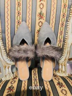 NWT Joe's Blue Suede Faux Fur Shoes Size 10 With Matching Jacket
