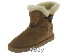 New STYLE & CO Women Suede Fur Snow Winter Ankle Flat Pull On Boot Shoe