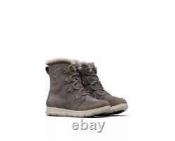 New Sorel Women's Explorer Joan Suede Winter Boots Quarry/Black Size 10