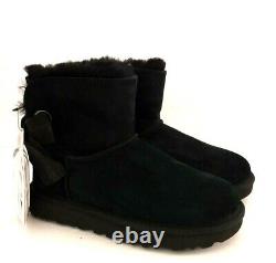 New Ugg Womens Customizable Bailey Bow Mini Boot Size 5, 9 Chrc, Blk, Slpn