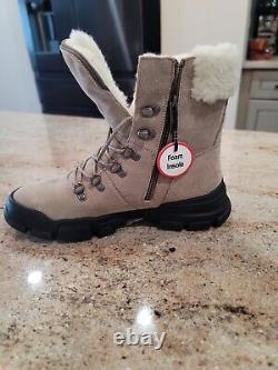 New Women's RELIGIOUS COMFORT Taupe Twin Sister Faux Fur Trimmed Boot Size 9