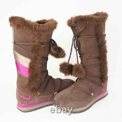 Nike Winter High Suede Womens Boots Brown Leather 311959 261 Faux Vintage SZ 6