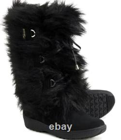 Oscar Sport Made In Italy Winter Ski Snow Boots Black Fur & Suede Sz 8? Nwt