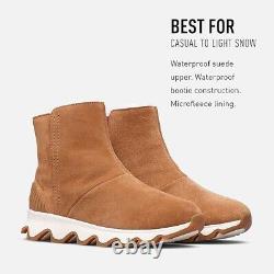 Sorel Boots Womens Kinetic Short Slip On Lined Waterproof Size 10 Camel Suede