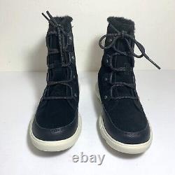Sorel Explorer II Joan Boots Suede Faux Fur Lace Up Booties Black Size 7 NEW