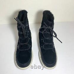 Sorel Explorer II Joan Boots Suede Faux Fur Lace Up Booties Black Size 7 NEW