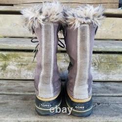 Sorel Joan Of Arctic Quarry Gray Suede Leather Lace-up Faux Fur Winter Snow Boot