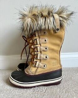 Sorel Joan Of Arctic Tall Boots Womens 6 Suede Faux Fur Waterproof Lace Up PURPL