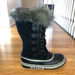 Sorel Joan of Arc Women Size 8.5 Black Suede & WP Winter Boots withFaux Fur Liners