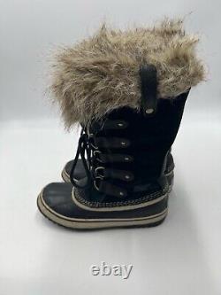 Sorel Joan of Artic Suede Waterproof Faux Fur Winter Boots Womens Size 9 Black