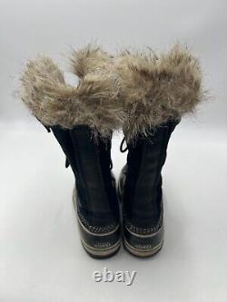 Sorel Joan of Artic Suede Waterproof Faux Fur Winter Boots Womens Size 9 Black