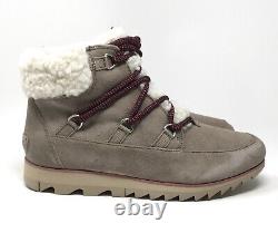 Sorel Women's Harlow Lace Cozy Waterproof Boot, Omega Taupe/Ancient Fossil NIB