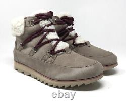 Sorel Women's Harlow Lace Cozy Waterproof Boot, Omega Taupe/Ancient Fossil NIB