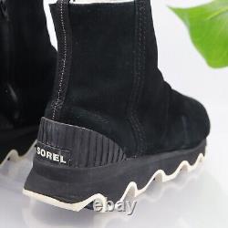 Sorel Women's Kinetic Boot Size 10 Waterproof Short Bootie Black Suede Sherpa