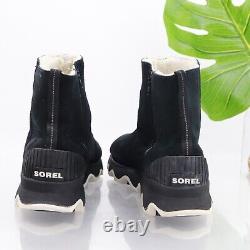 Sorel Women's Kinetic Boot Size 10 Waterproof Short Bootie Black Suede Sherpa