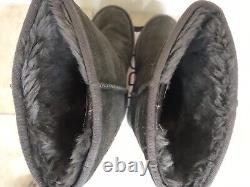 Steve Madden Women 6 Suede Faux Fur Crystal Flat Mid Calf Moccasin Winter Boots