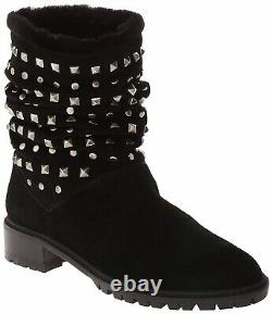 Stuart Weitzman Arctica Women's black suede faux fur studded boots sz. 5.5 M