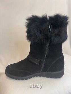 Stuart Weitzman Snowtime Fur Boots Women's size 5 Mid Calf suede Waterproof