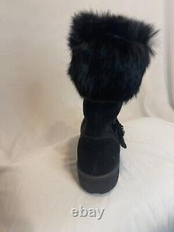 Stuart Weitzman Snowtime Fur Boots Women's size 5 Mid Calf suede Waterproof