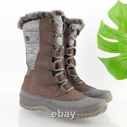 The North Face Women's Nuptse Purna Boot Size 10 Waterproof Faux Fur Brown Suede