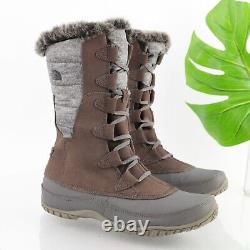 The North Face Women's Nuptse Purna Boot Size 10 Waterproof Faux Fur Brown Suede