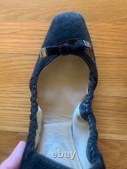 Tod's Womens Ladies Black Suede Tassel Front Ballet Flats Shoes Sz 37.5 US 7.5