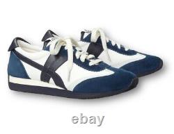 Tory Burch Women Snow White Bright Navy Hank Leather Suede Sneakers Rubber Shoes