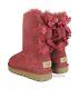 UGG Bailey Bow II Timeless Red Suede Fur Boots Womens Size 9 NIB