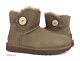 UGG Mini Bailey Button II Hickory Fur Boots Womens Size 8 NEW
