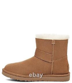 UGG Mini Bailey Graphic Logo Strap Women's Suede Boots 1137073 Red SIZE 8 NEW